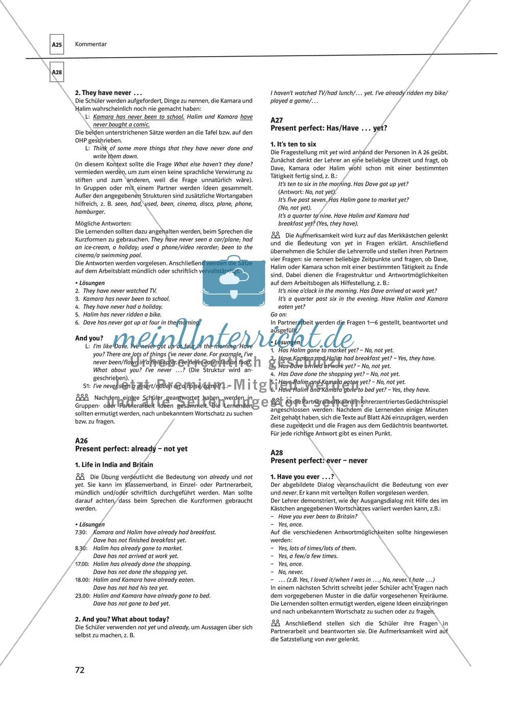 Arbeitsblätter für einen kommunikativen Grammatikunterricht: Present perfect Preview 14