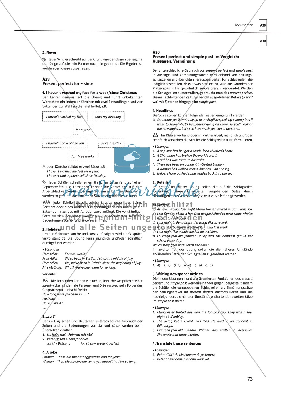 Arbeitsblätter für einen kommunikativen Grammatikunterricht: Present perfect Preview 15