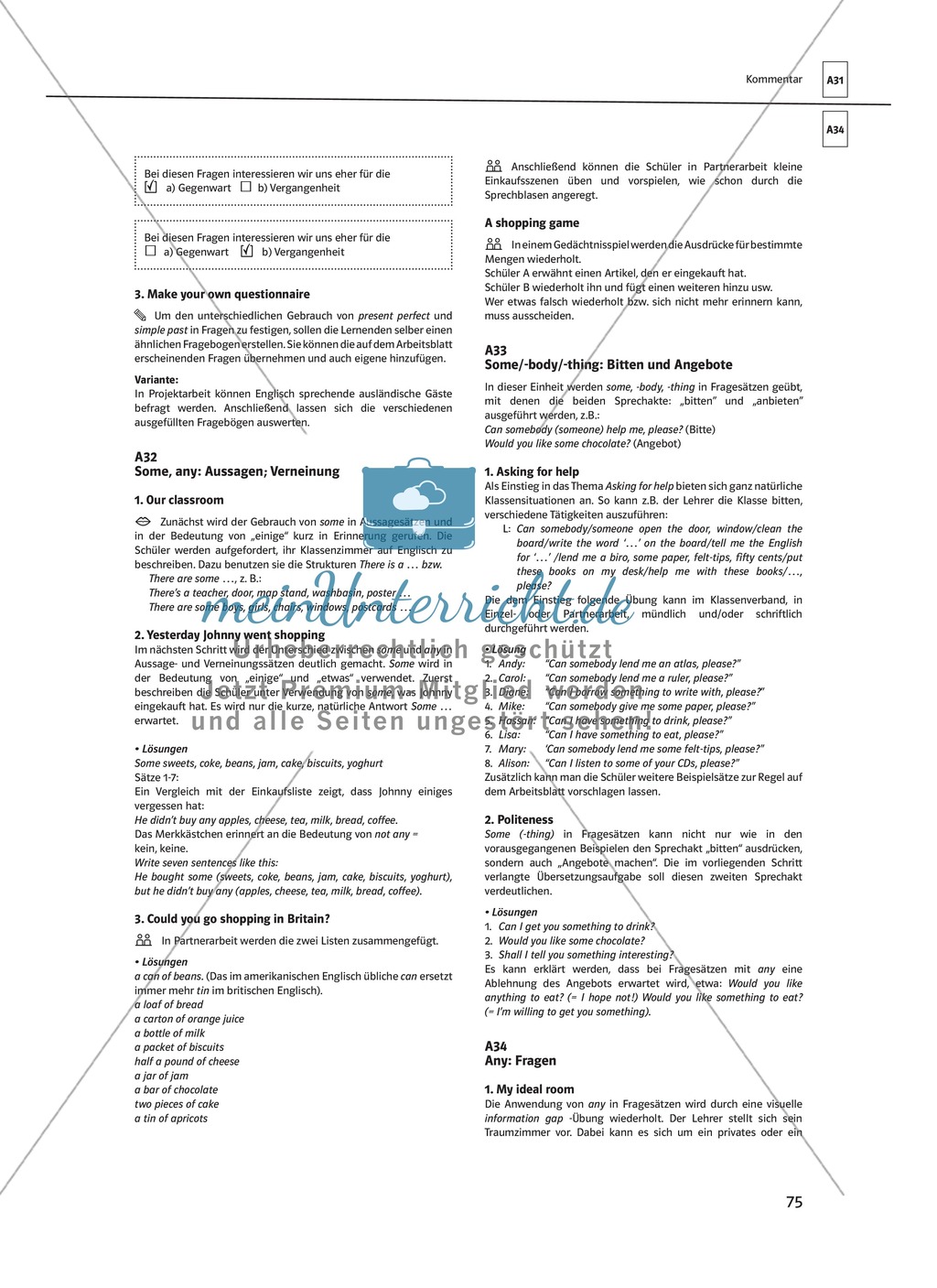 Arbeitsblätter für einen kommunikativen Grammatikunterricht: Present perfect Preview 17