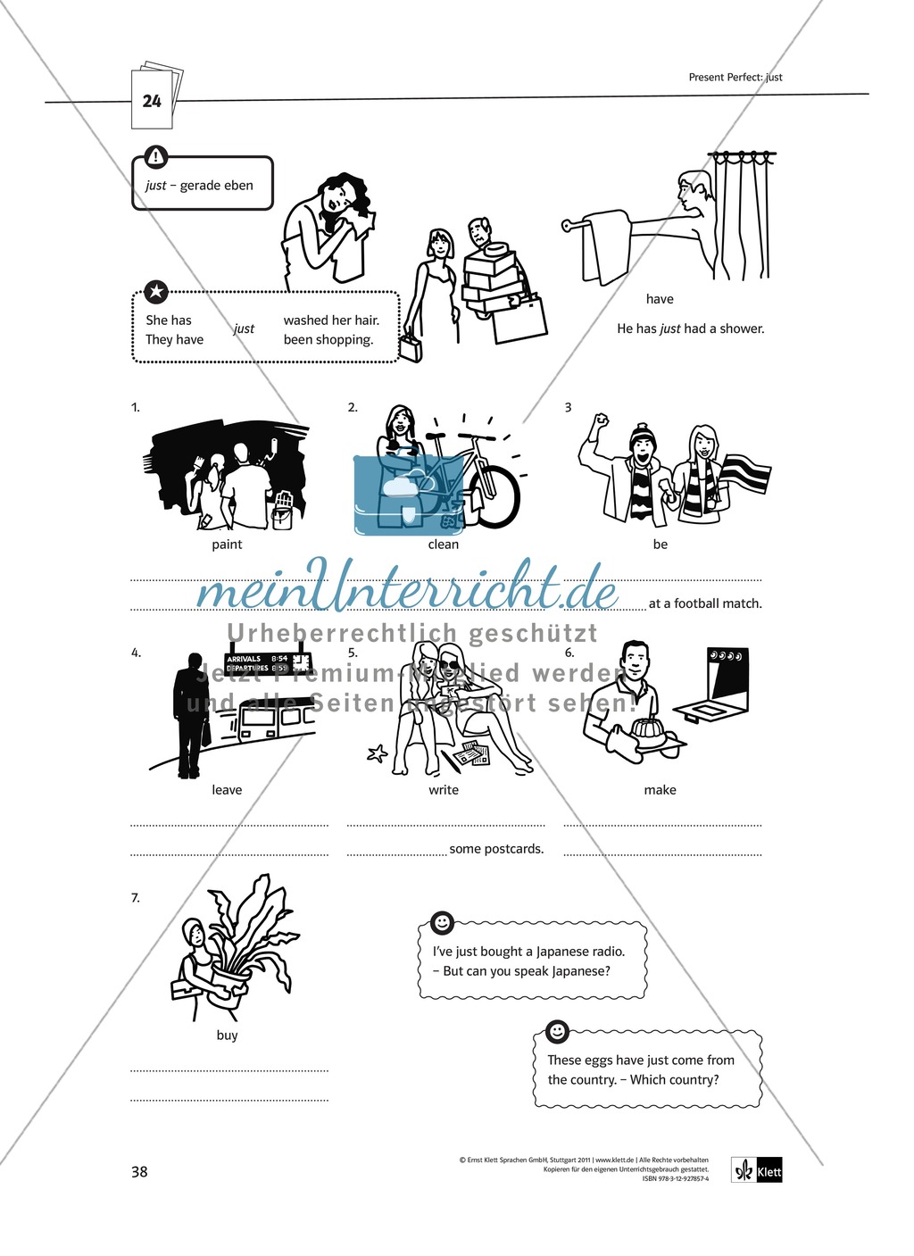 Arbeitsblätter für einen kommunikativen Grammatikunterricht: Present perfect Preview 3