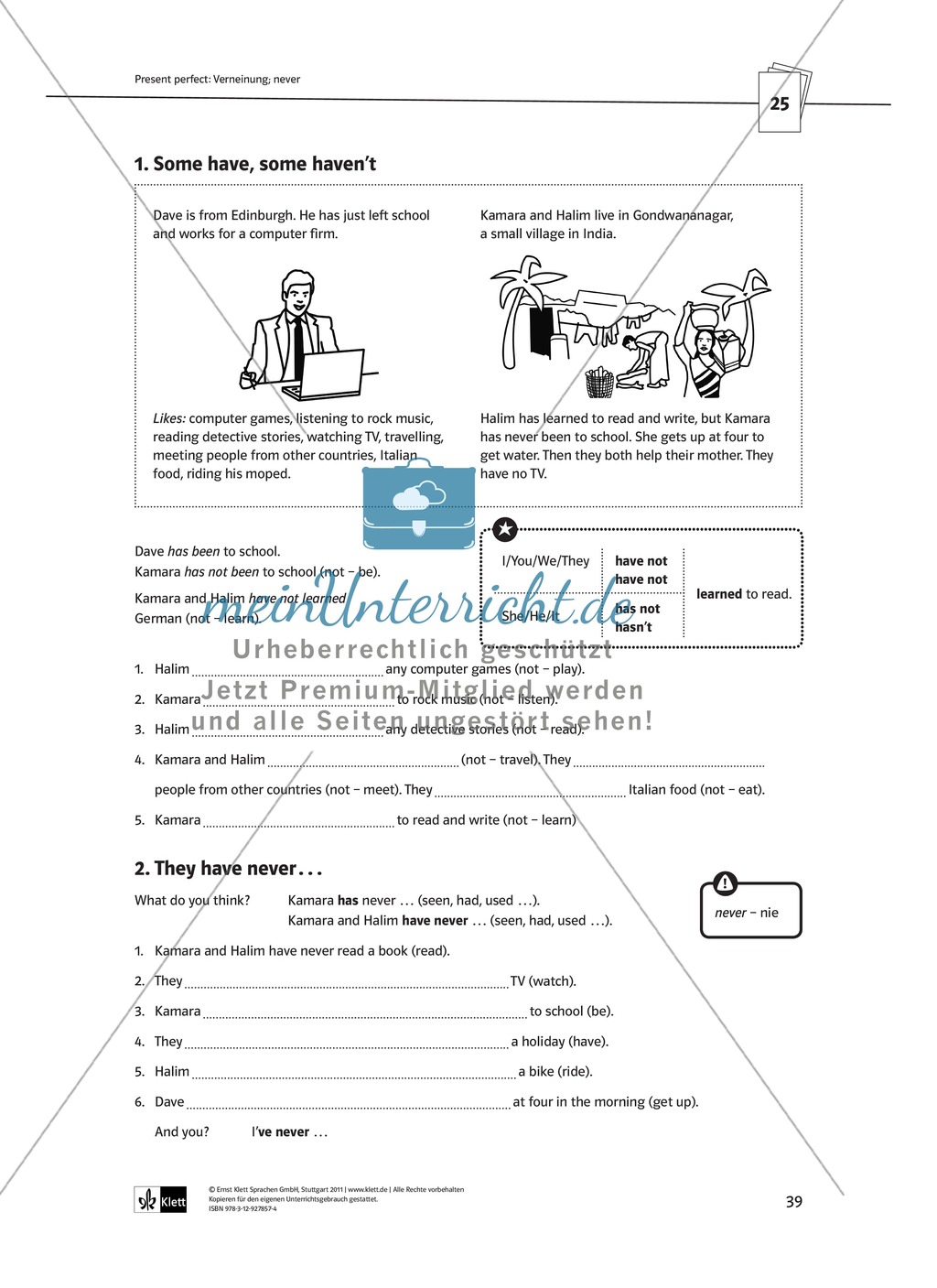 Arbeitsblätter für einen kommunikativen Grammatikunterricht: Present perfect Preview 4