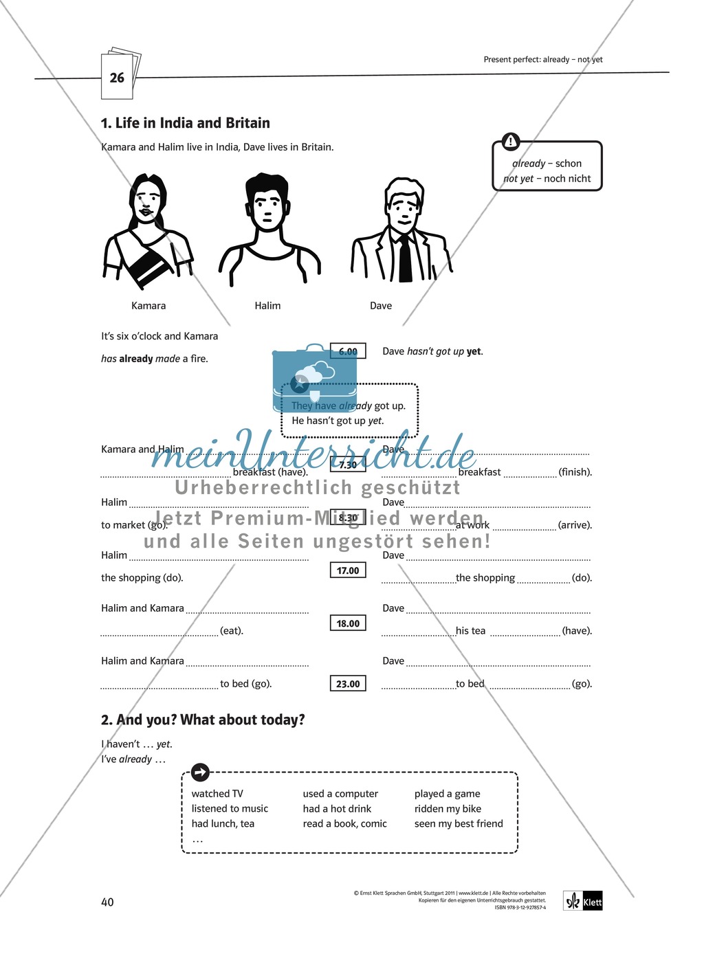 Arbeitsblätter für einen kommunikativen Grammatikunterricht: Present perfect Preview 5