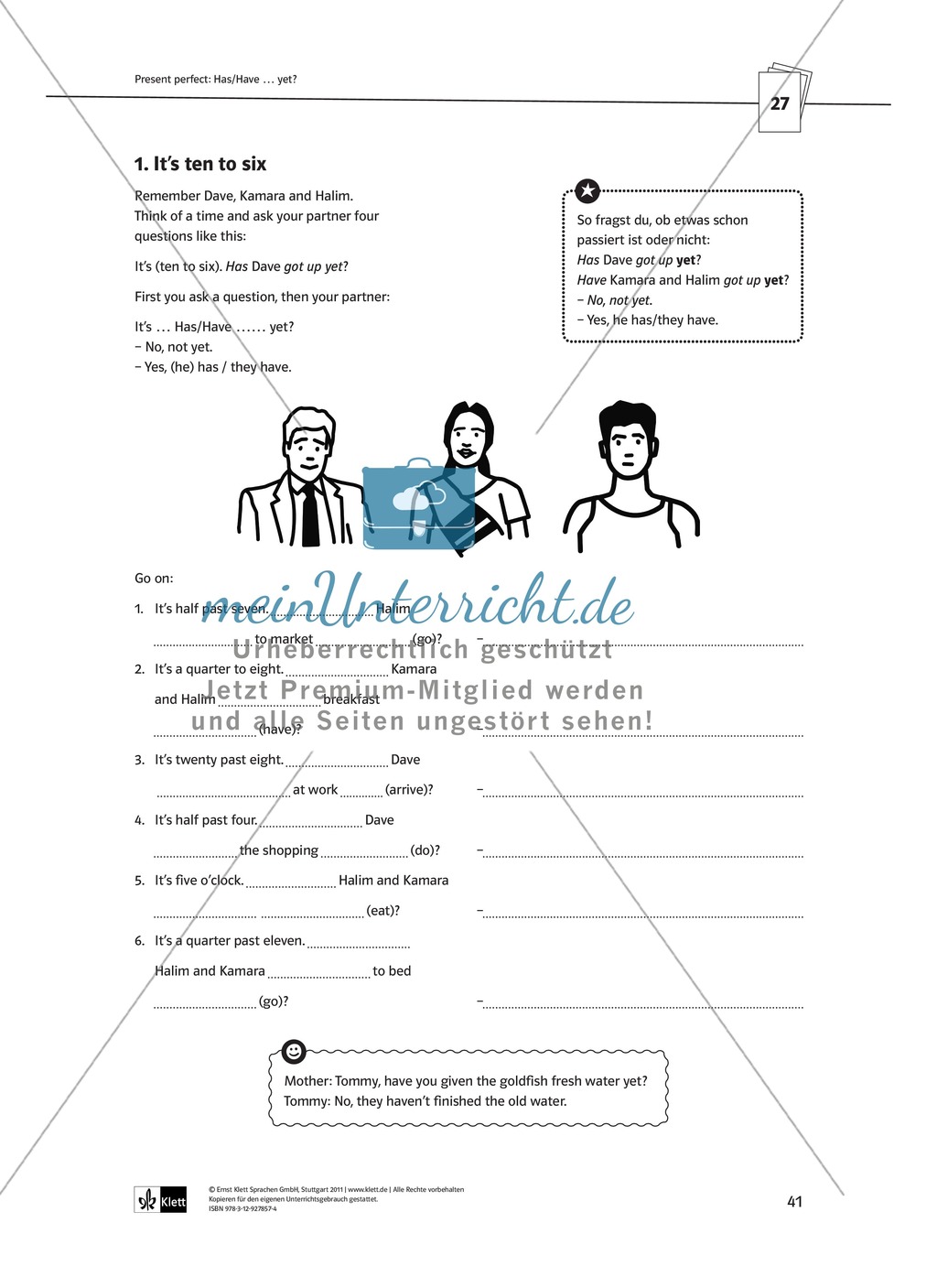 Arbeitsblätter für einen kommunikativen Grammatikunterricht: Present perfect Preview 6
