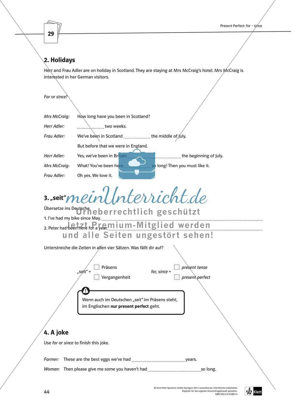 Arbeitsblätter für einen kommunikativen Grammatikunterricht: Present perfect Preview 9