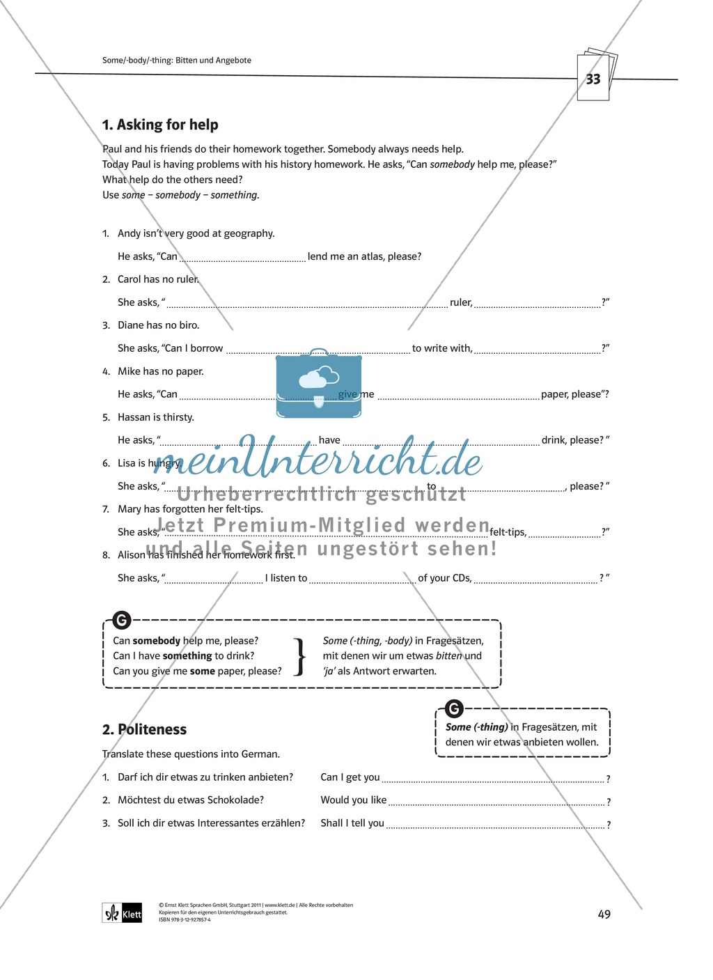 Arbeitsblätter für einen kommunikativen Grammatikunterricht: Mengenangaben Preview 2