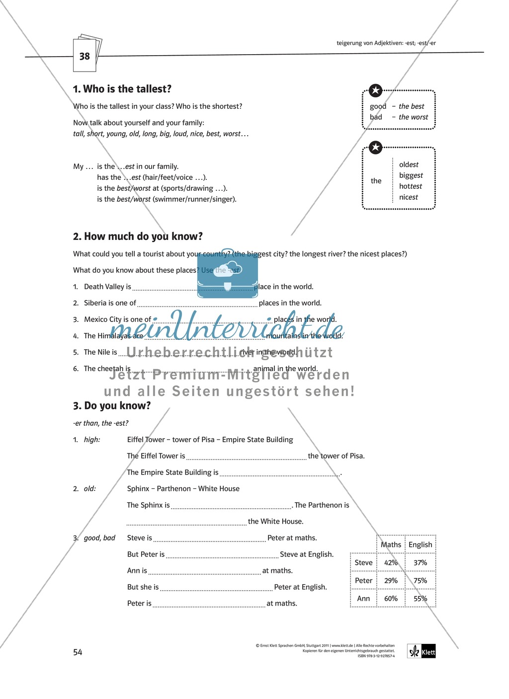Arbeitsblätter für einen kommunikativen Grammatikunterricht: Steigerung von Adjektiven Preview 2