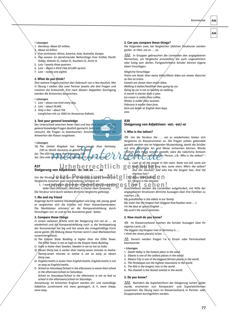 Arbeitsblätter für einen kommunikativen Grammatikunterricht: Steigerung von Adjektiven Preview 5