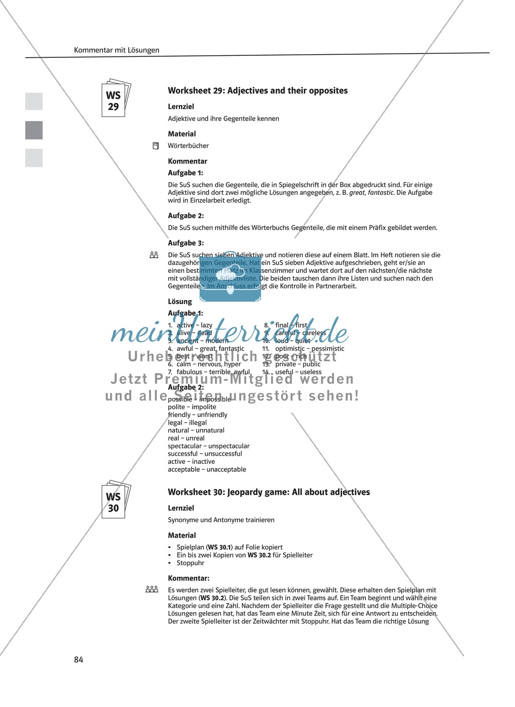 Arbeitsblatt - The opposite of... Preview 2
