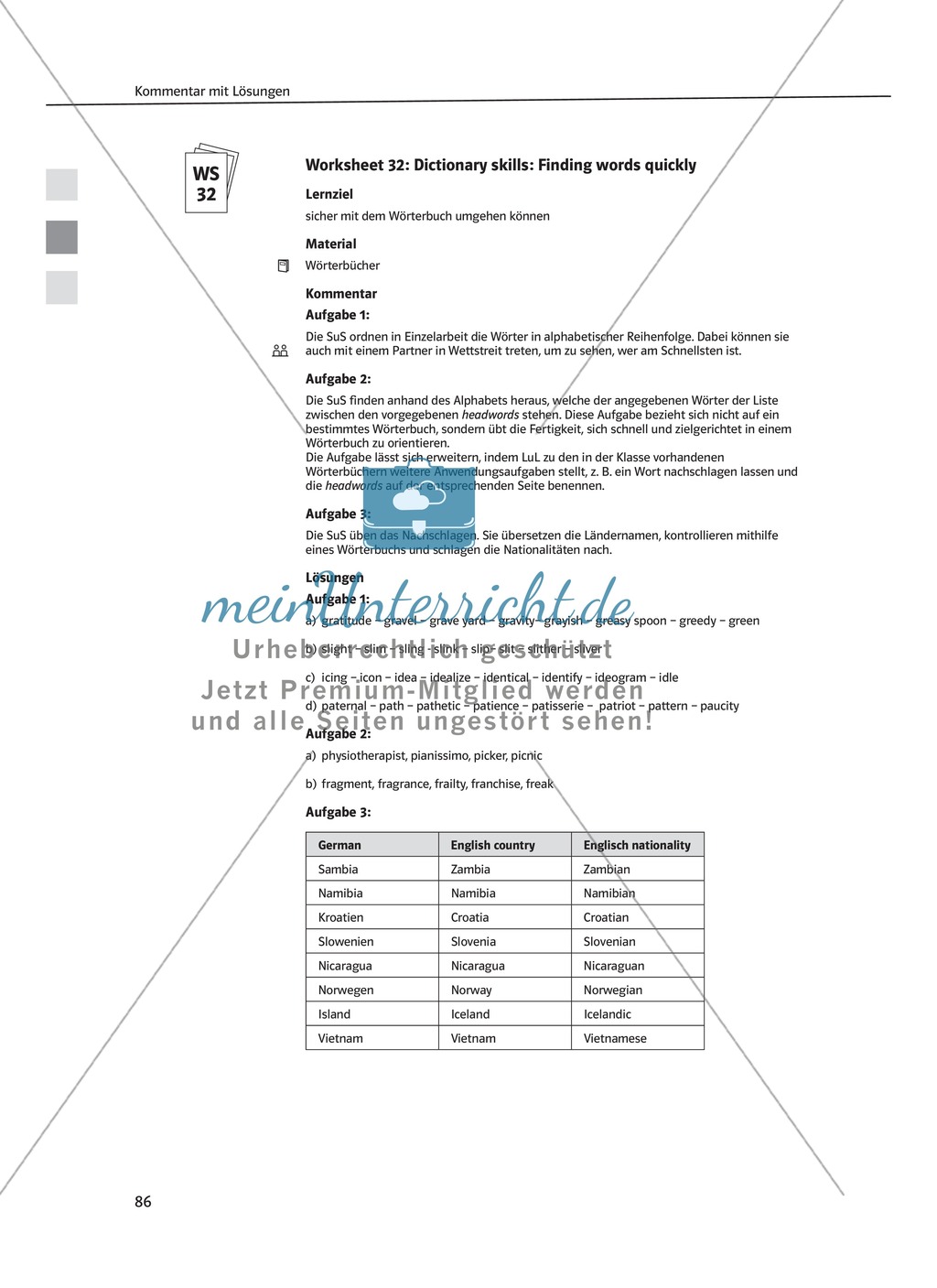 Arbeitsblätter - Dictionary skills Preview 5