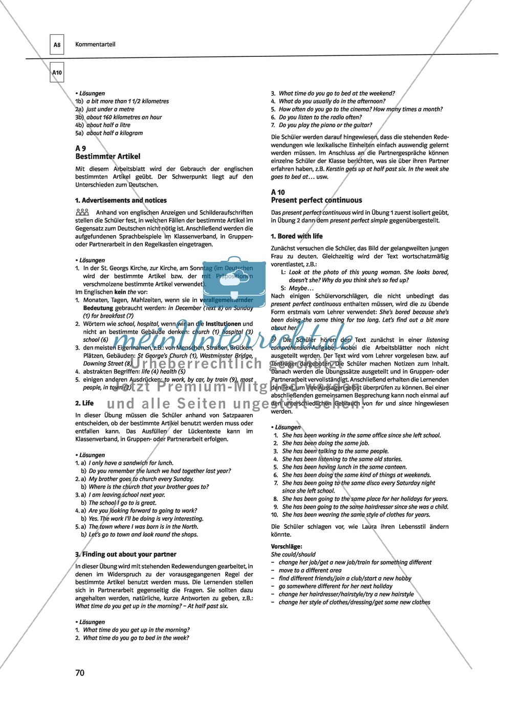 Englische Grammatik üben: Arbeitsblätter zum present perfect continuous Preview 3