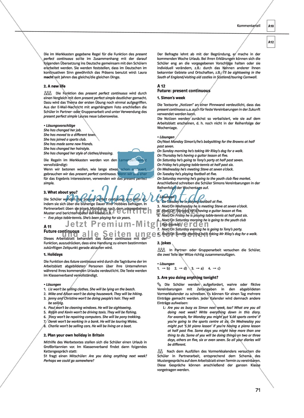 Englische Grammatik üben: Arbeitsblätter zum present perfect continuous Preview 4