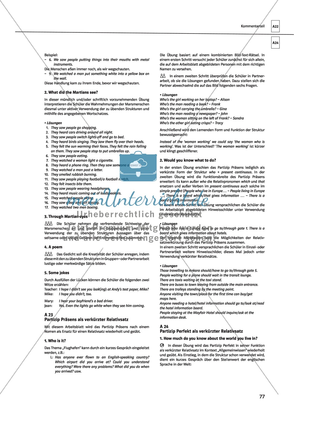 Englische Grammatik üben: Arbeitsblätter zu Partizipien Preview 11