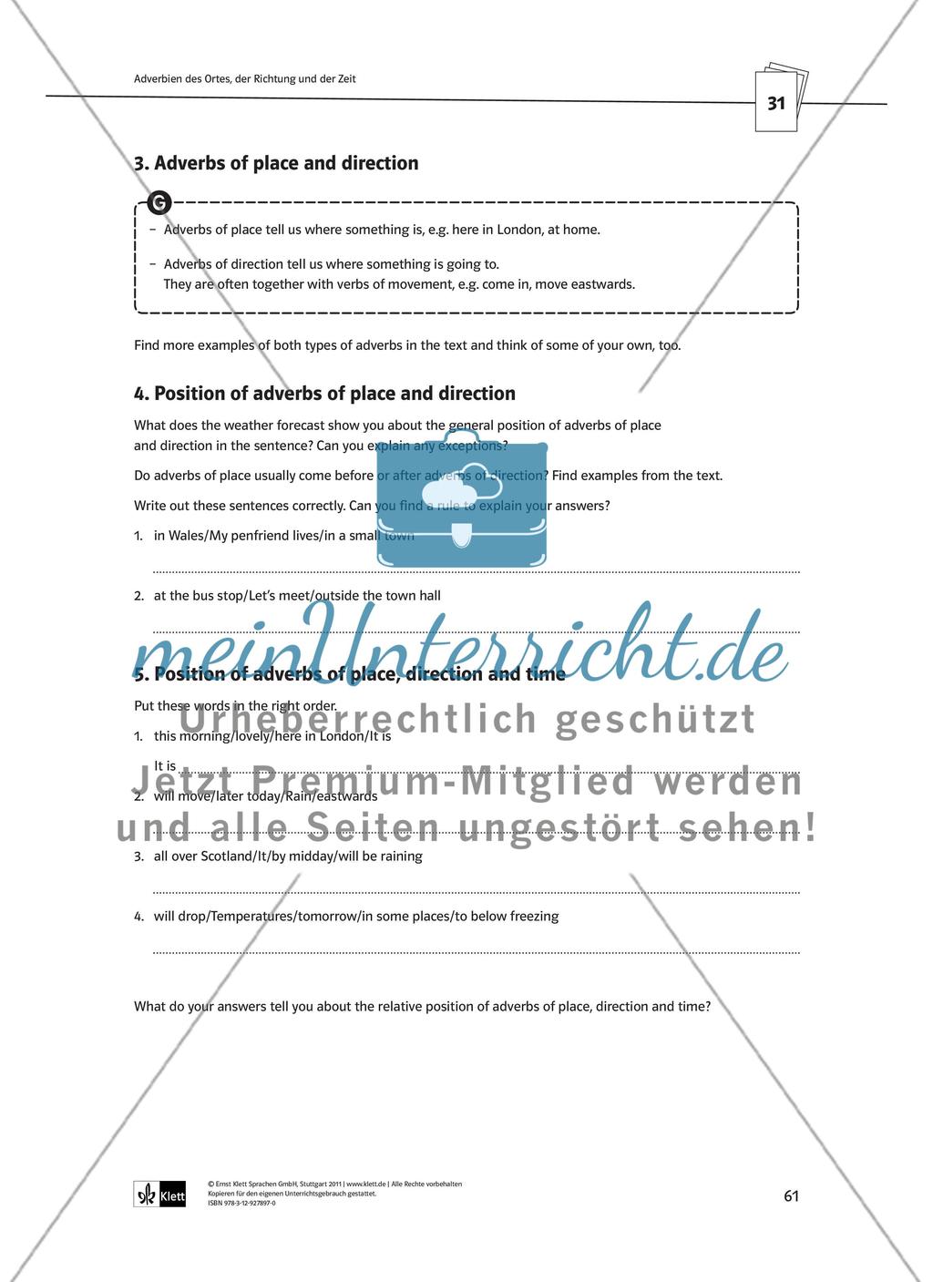 Partizipien / Verben mit zwei Objekten / Adverbien Preview 16