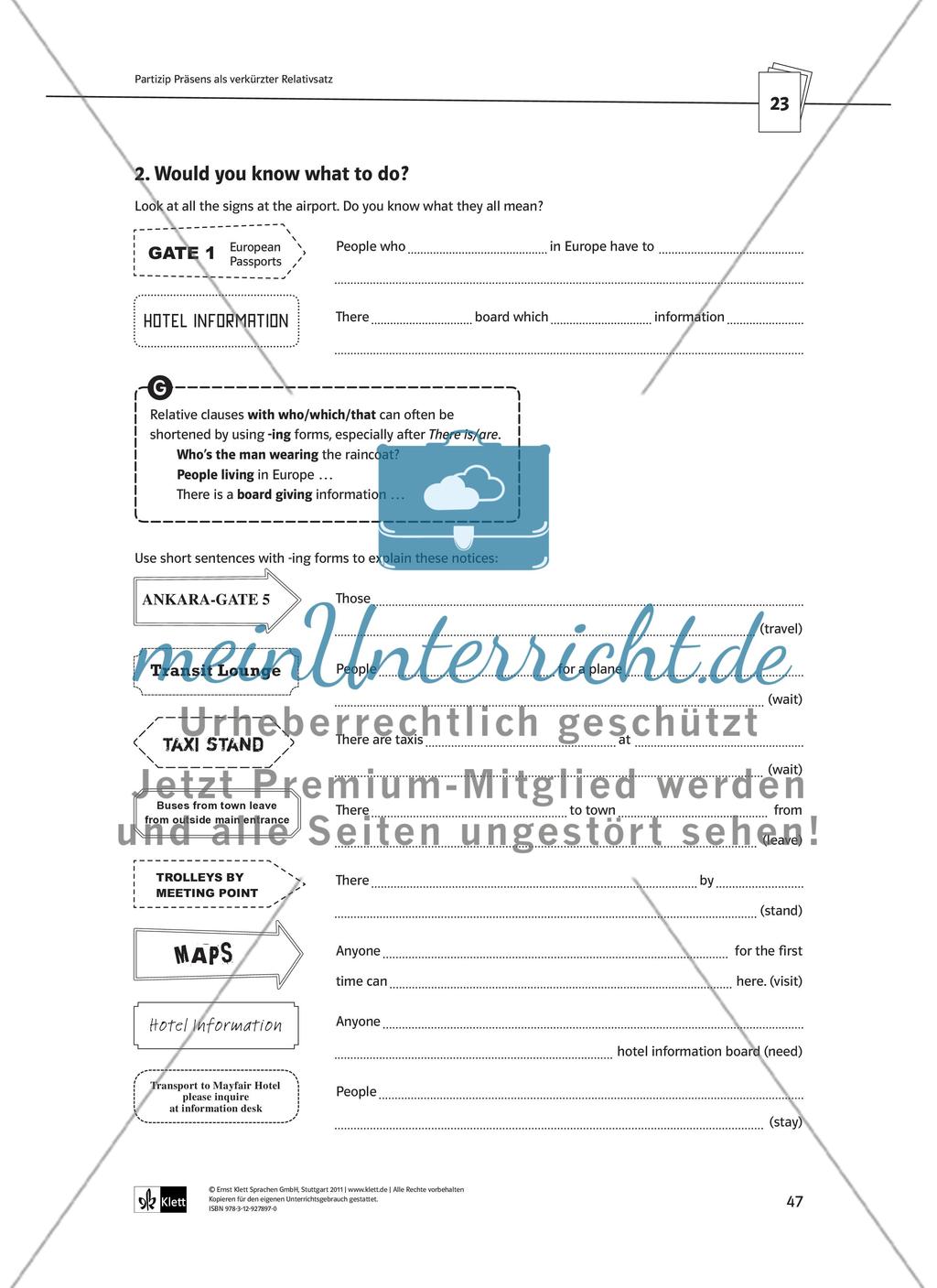 Partizipien / Verben mit zwei Objekten / Adverbien Preview 2