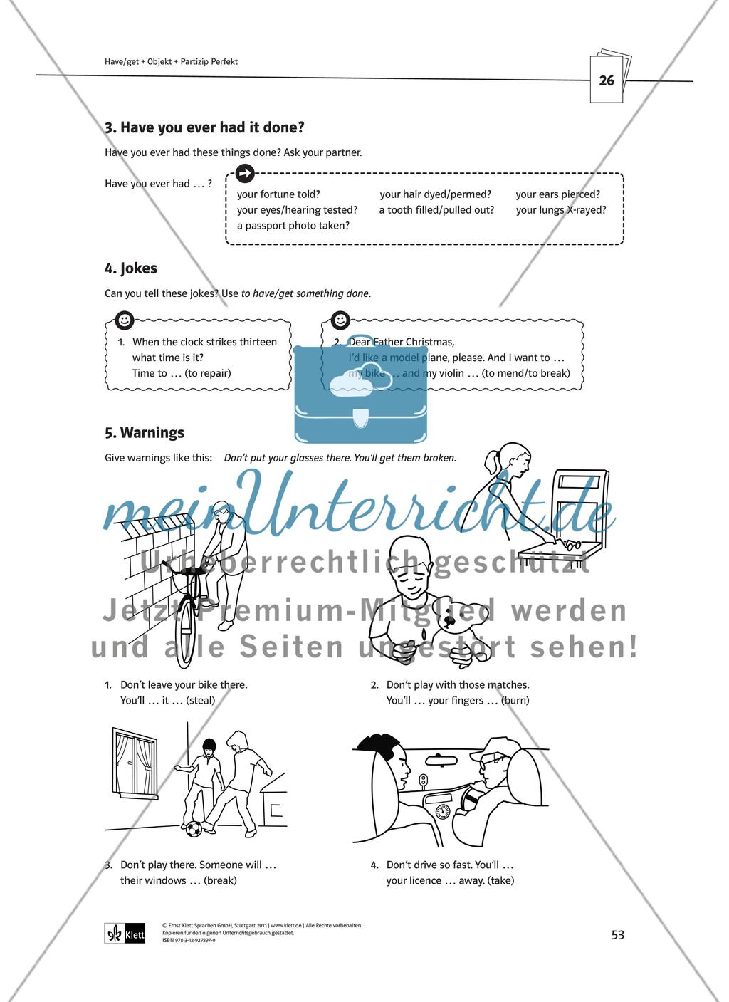 Partizipien / Verben mit zwei Objekten / Adverbien Preview 8