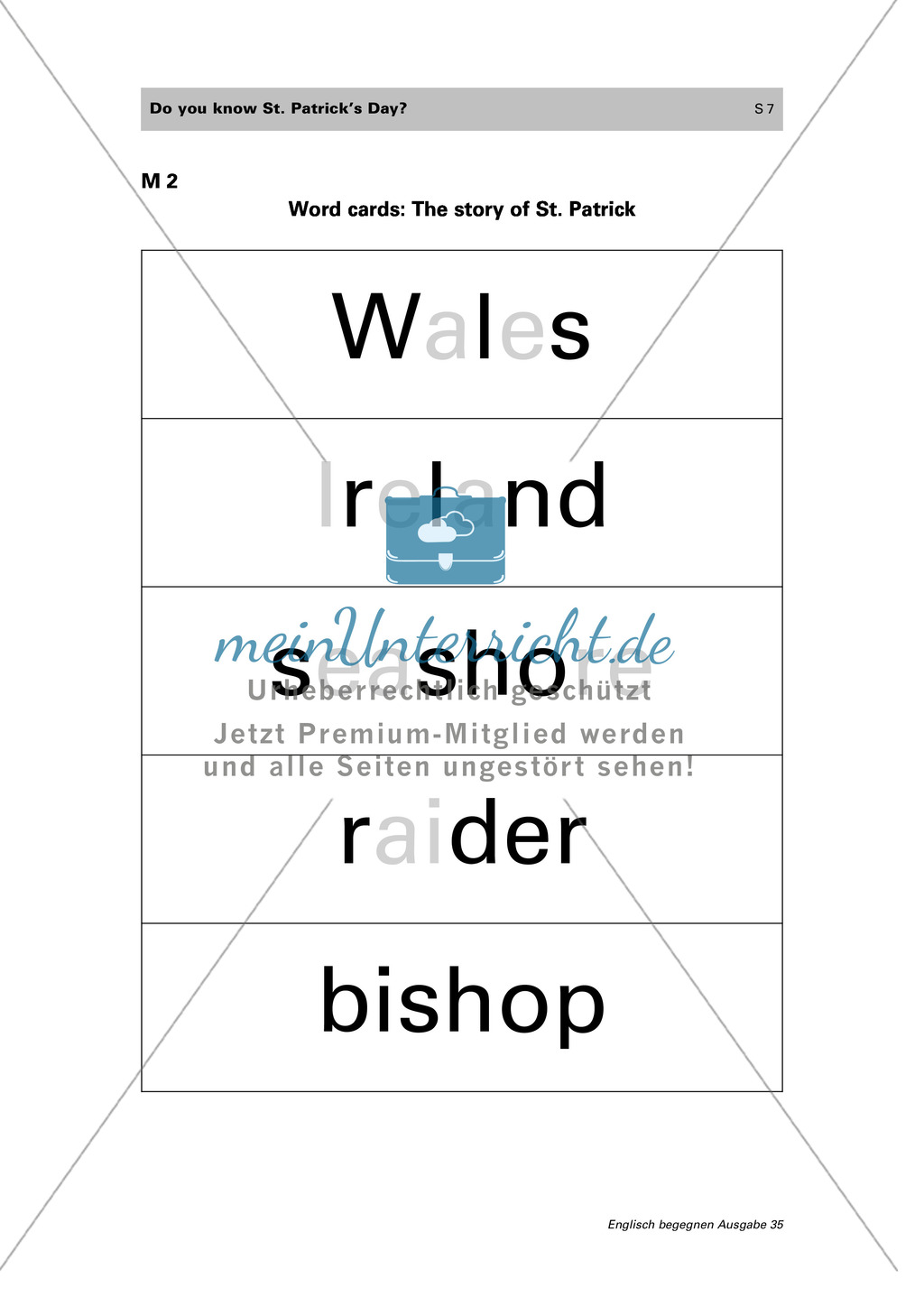 Erarbeitung des irischen Feiertags "St. Patrick's day" und der zugrunde liegenden Legende: vocabulary + storytelling + write a play Preview 2