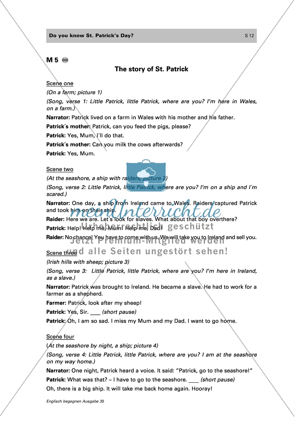 Erarbeitung des irischen Feiertags "St. Patrick's day" und der zugrunde liegenden Legende: vocabulary + storytelling + write a play Preview 7