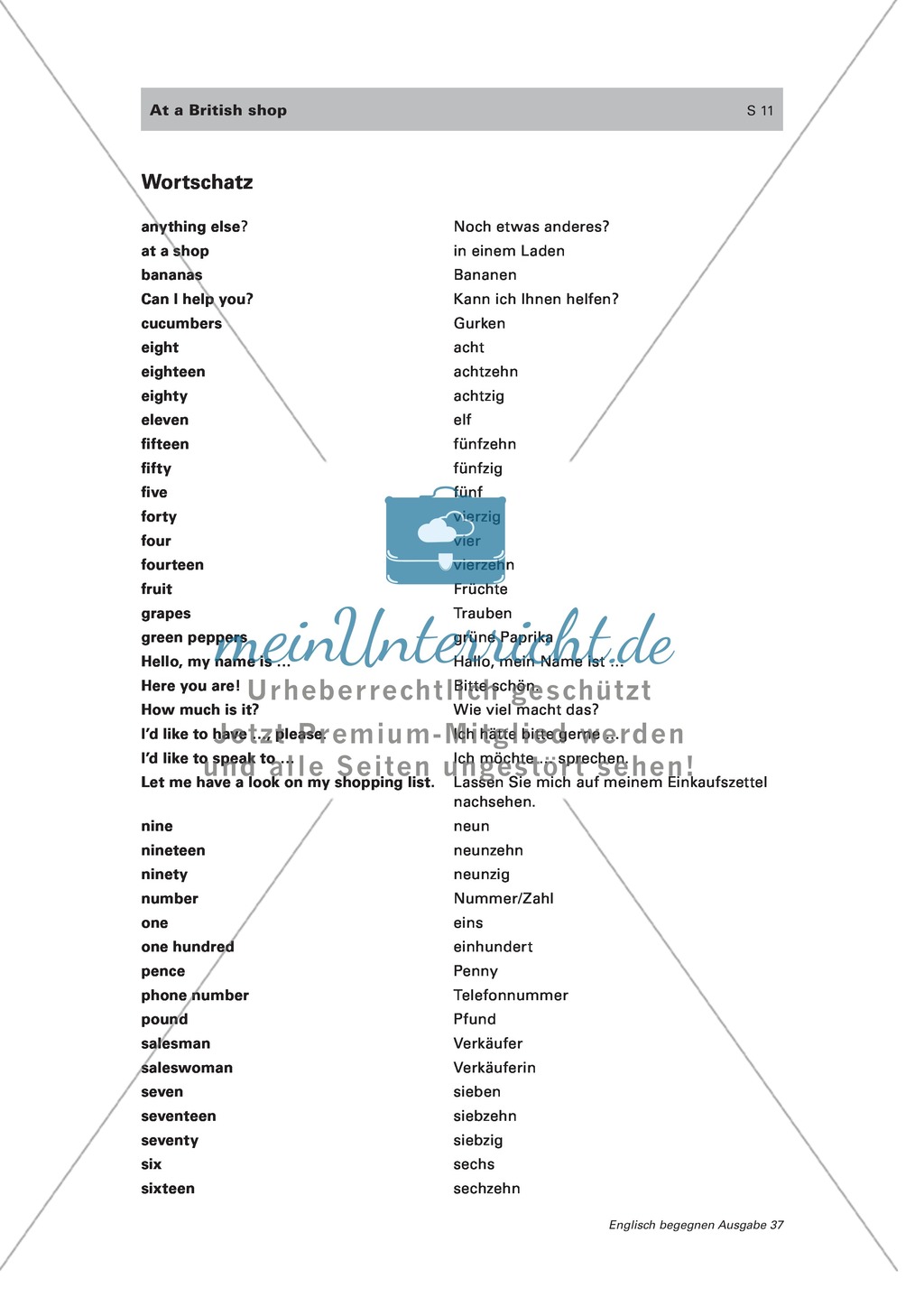 Einfache Einkaufsdialoge auf englisch entwickeln: conversation + numbers up to 100 + listening Preview 9