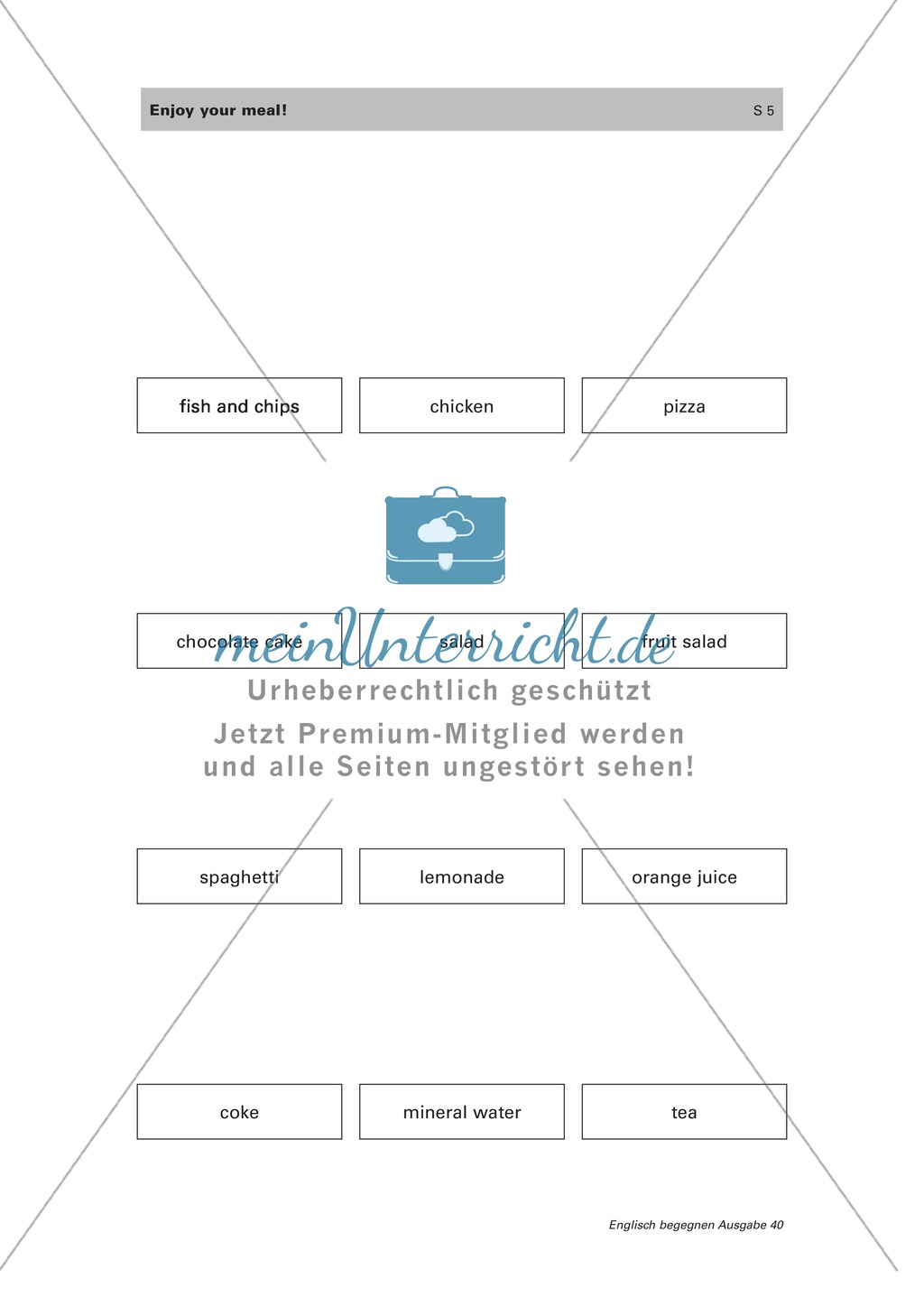 Wortschatz und Dialogarbeit zum Thema "food and drinks" Preview 2