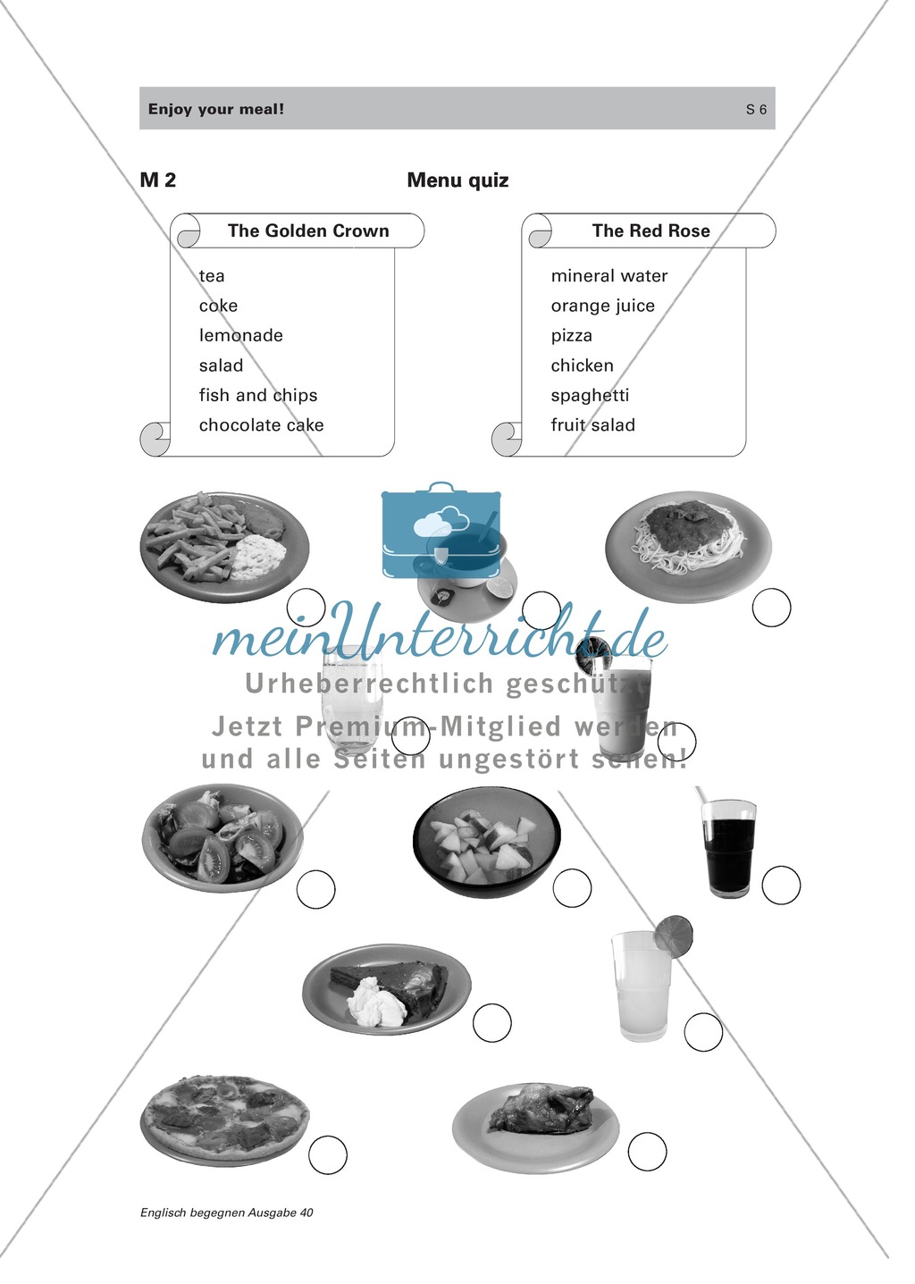 Wortschatz und Dialogarbeit zum Thema "food and drinks" Preview 3