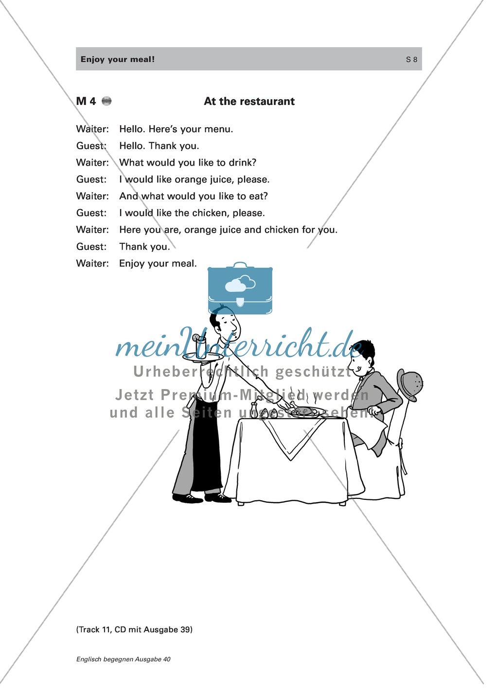 Wortschatz und Dialogarbeit zum Thema "food and drinks" Preview 5