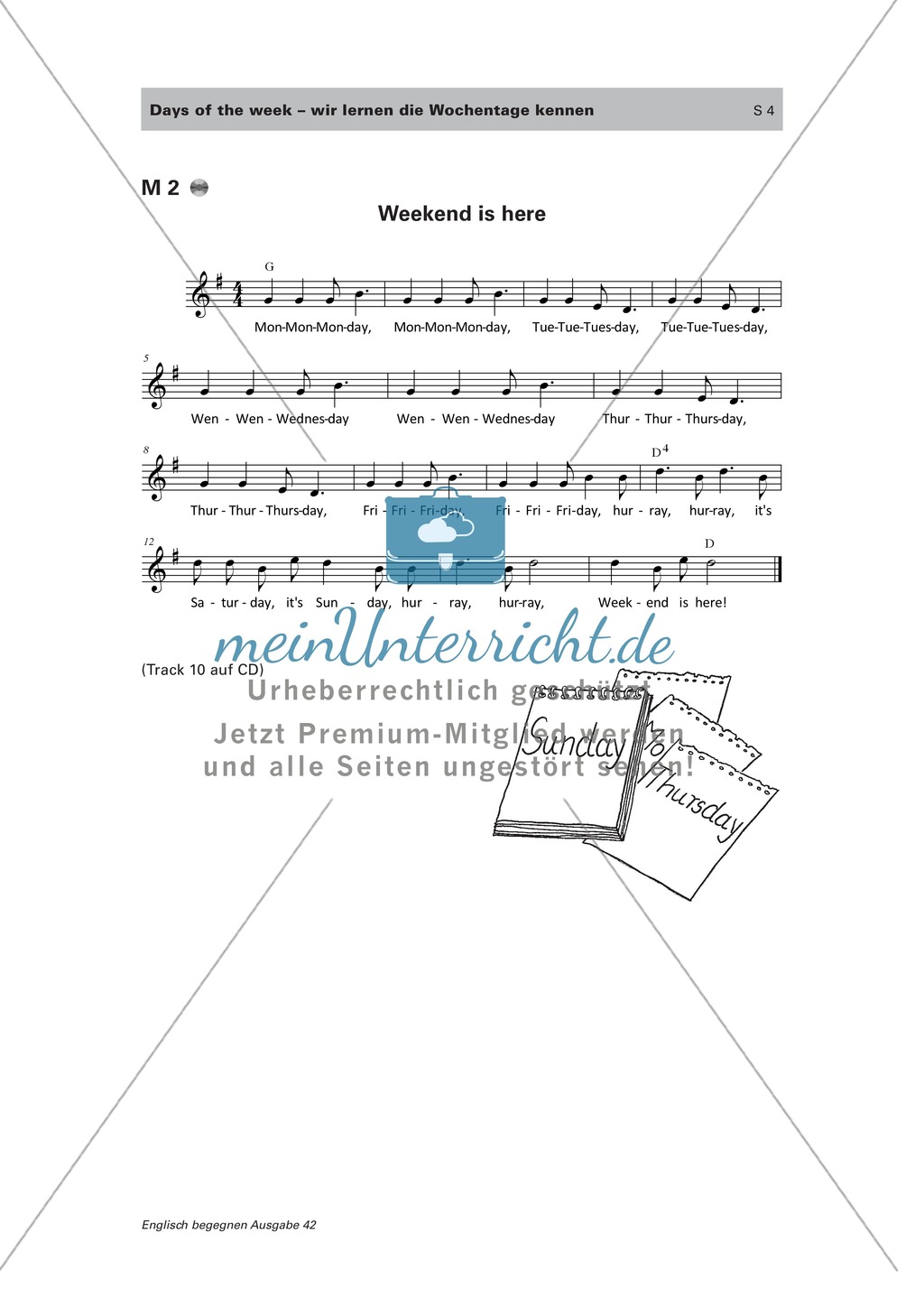 Die Wochentage auf Englisch lernen: Sally's timetable Preview 2