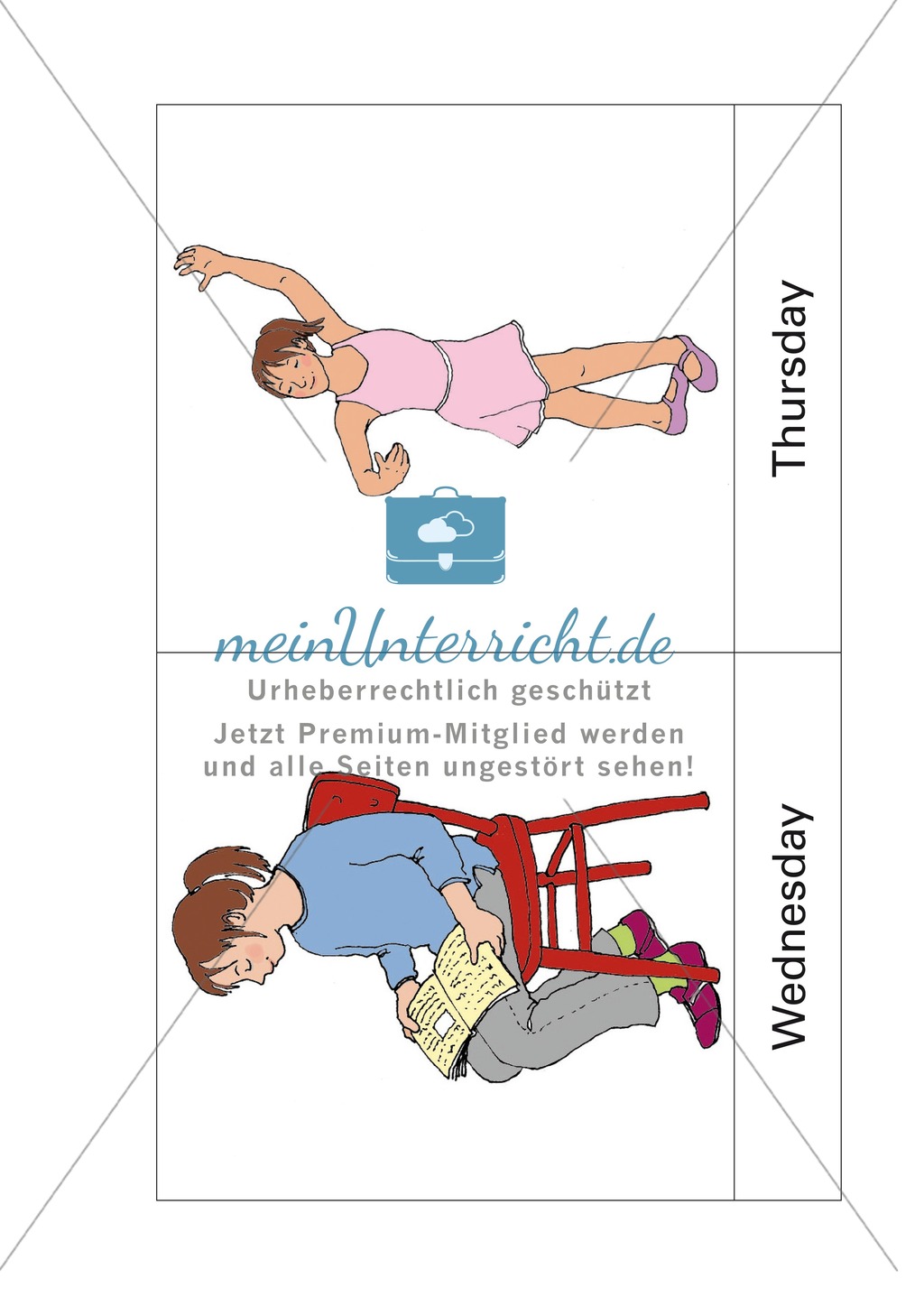 Die Wochentage auf Englisch lernen: Sally's timetable Preview 6