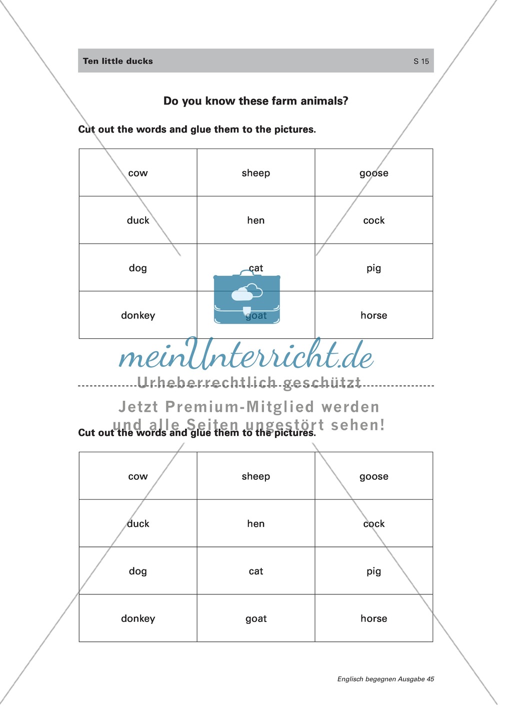 Englischen Wortschatz erarbeiten: animals on the farm + numbers Preview 12