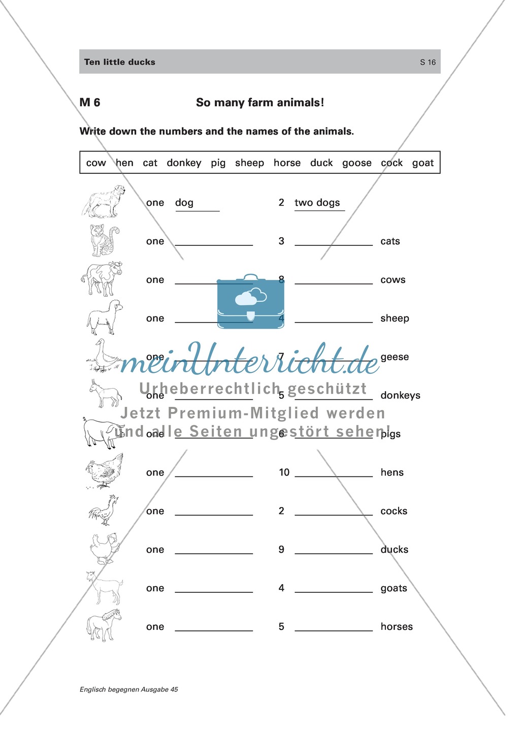 Englischen Wortschatz erarbeiten: animals on the farm + numbers Preview 13