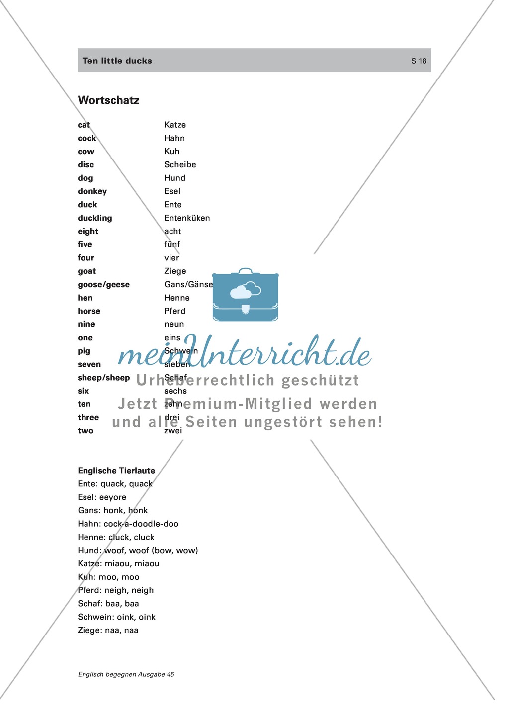 Englischen Wortschatz erarbeiten: animals on the farm + numbers Preview 15