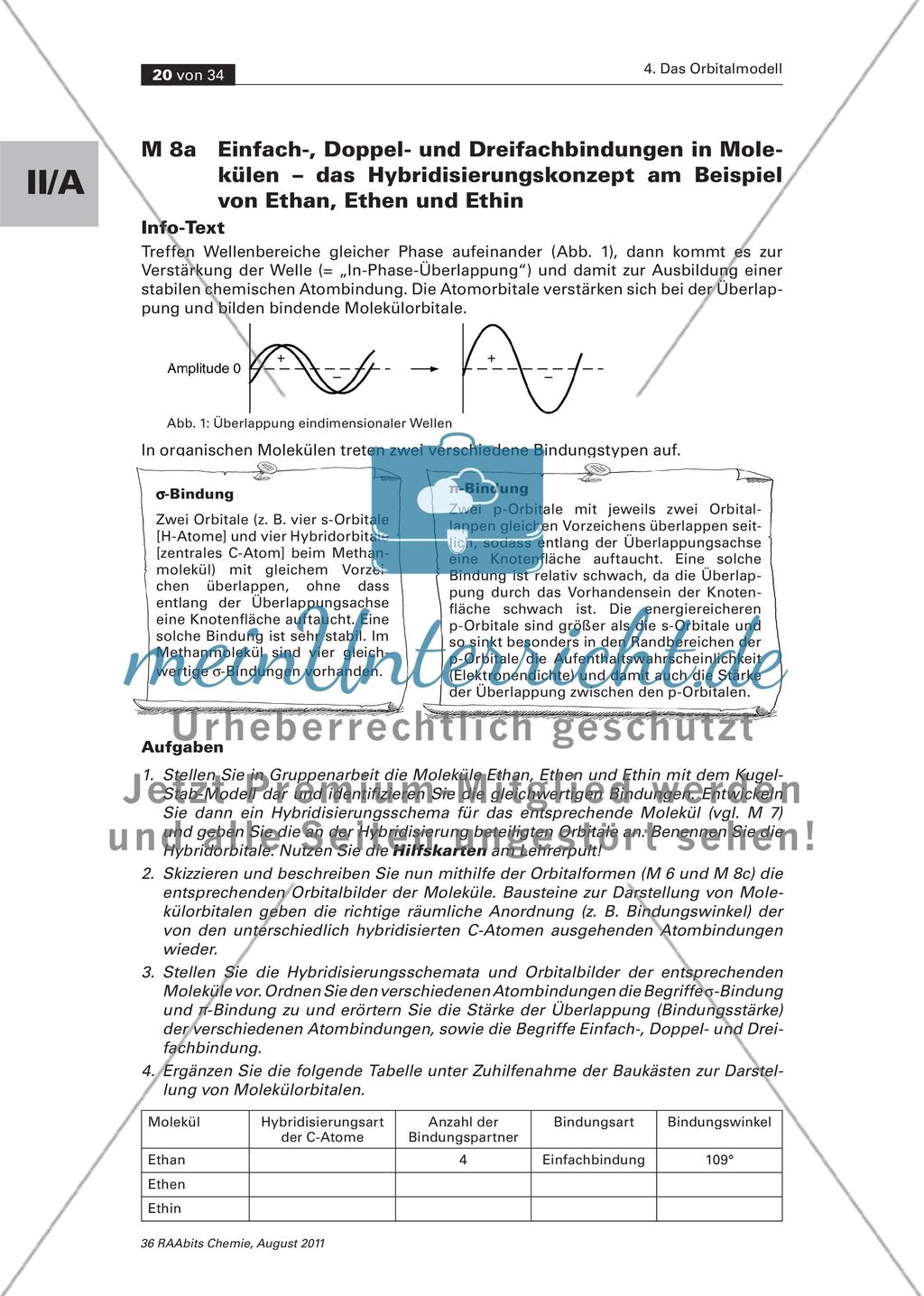 Die „In-Phase-Überlappung“ von Orbitalen führt zur Ausbildung verschiedener chemischer Atombindungen Preview 2
