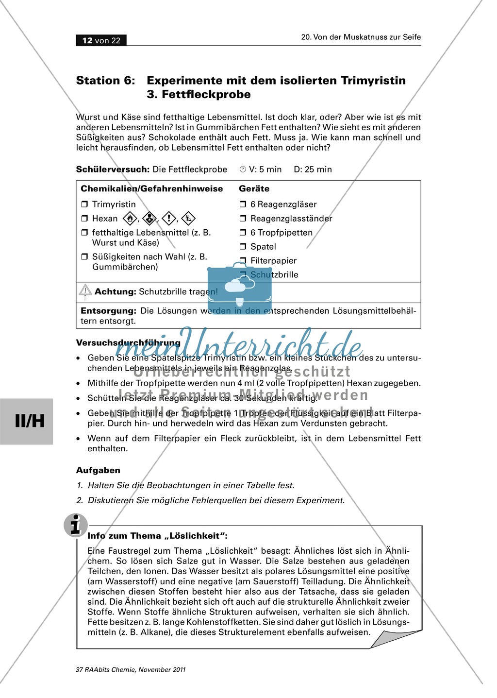 Stationenarbeit zum Thema Fette - Von der Muskatnuss zur Seife Preview 8