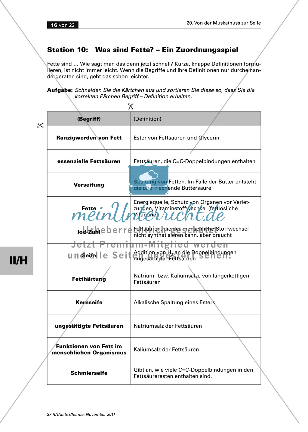 Fette im Modell, Zuordungsspiel zu Fachbegriffen, Mindmap erstellen zu Fetten Preview 2