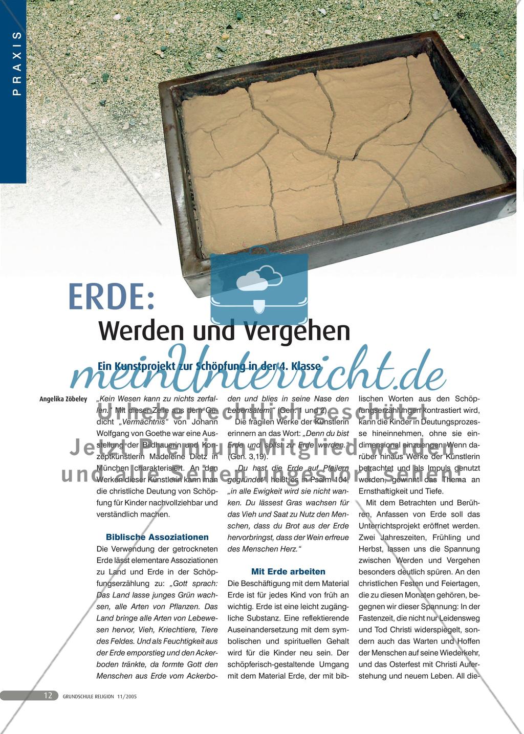 Erde: Werden und Vergehen - Ein Kunstprojekt zur Schöpfung in der 4. Klasse Preview 1