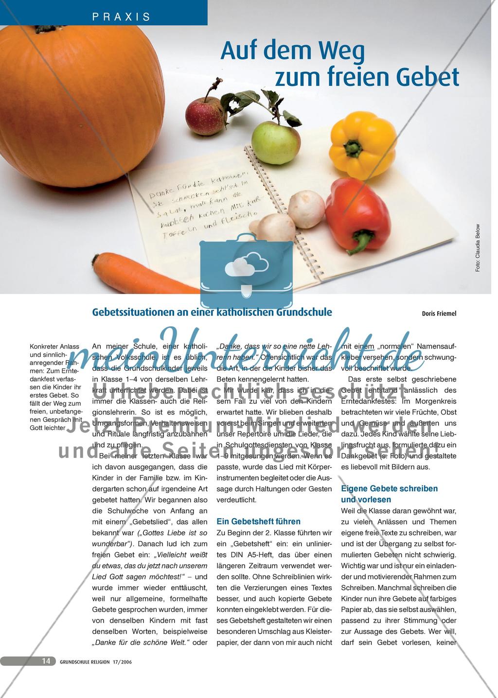 Auf dem Weg zum freien Gebet - Gebetssituationen an einer katholischen Grundschule Preview 1