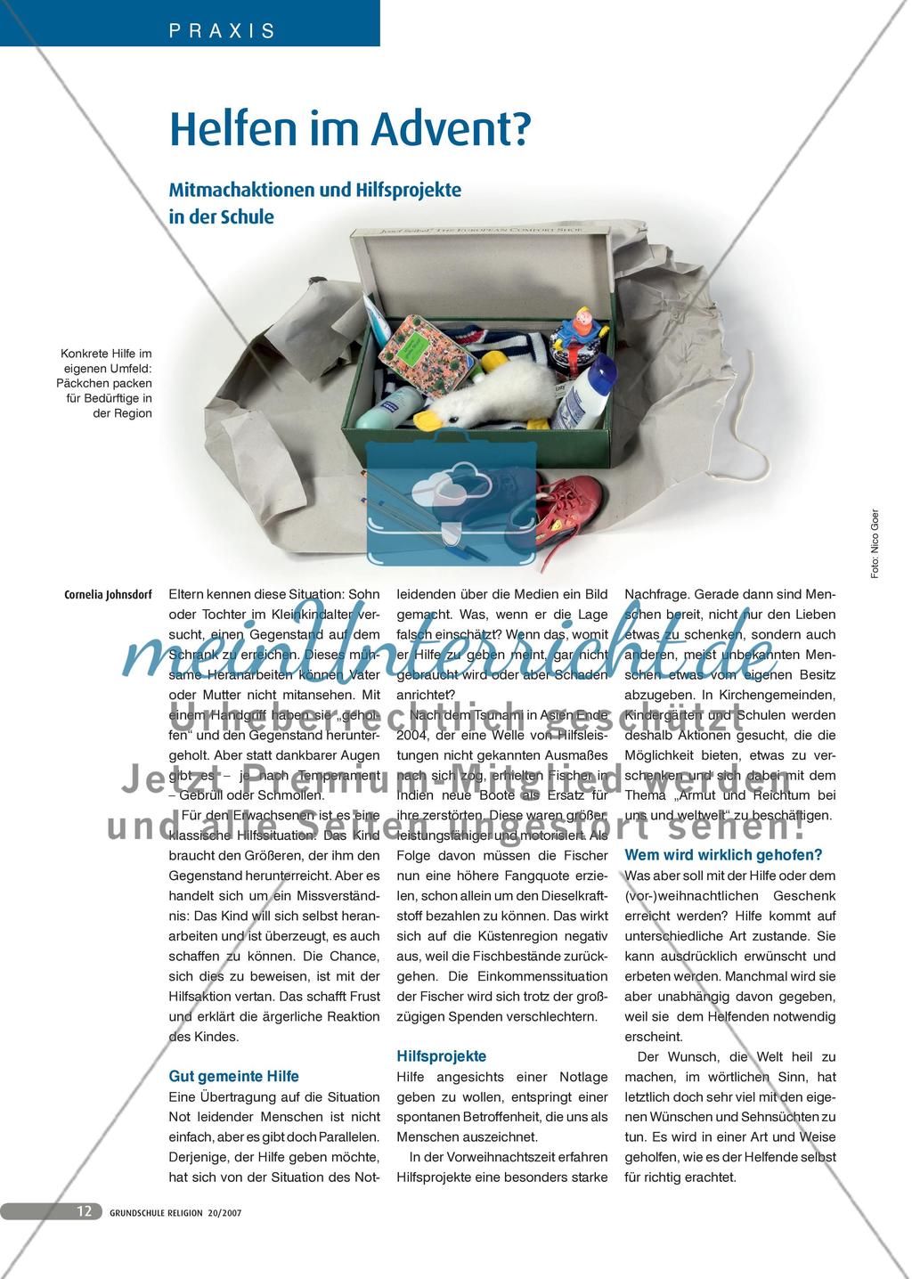 Helfen im Advent: Mitmachaktionen und Hilfsprojekte in der Schule Preview 1