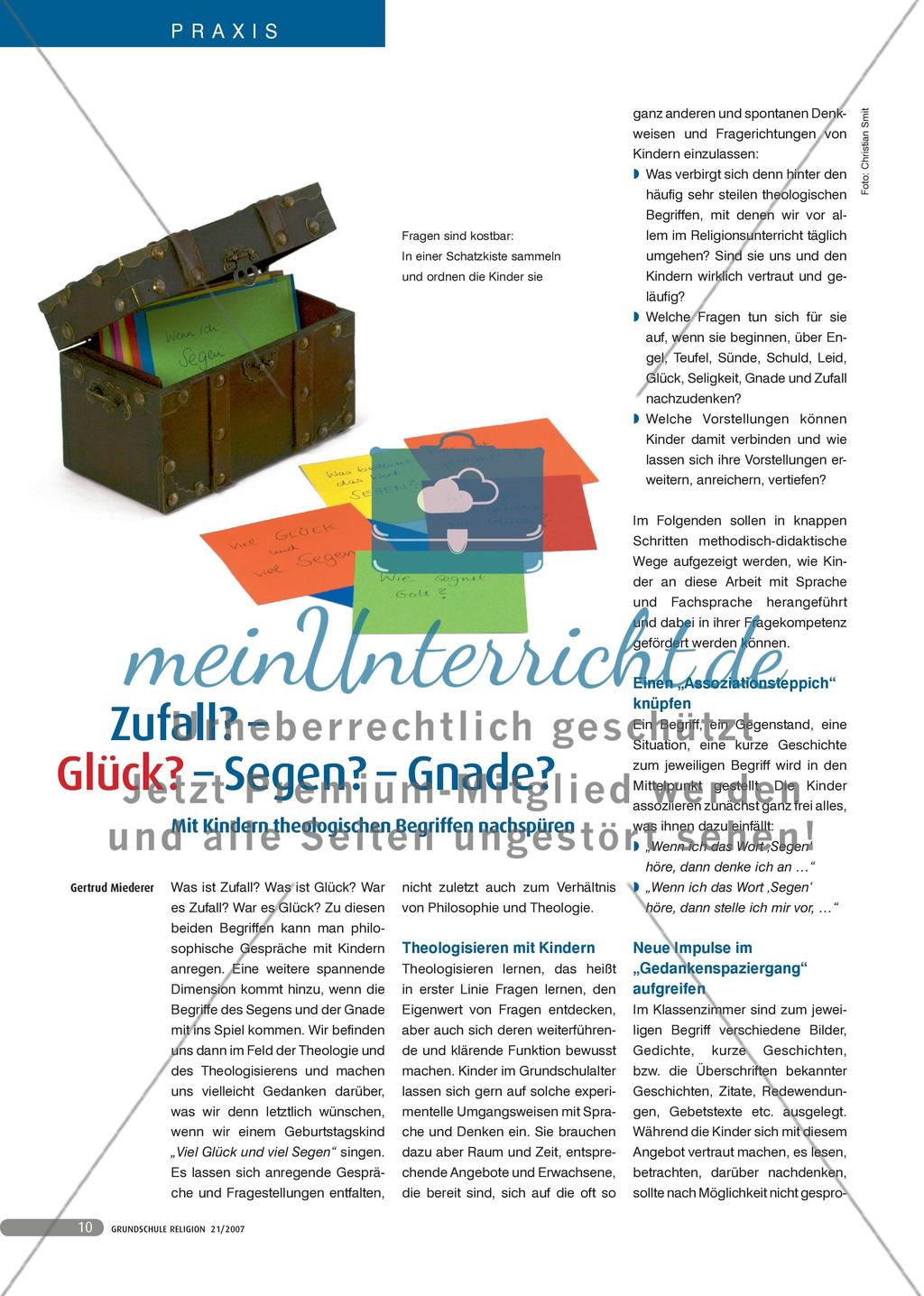 Zufall? – Glück? – Segen? – Gnade? - Mit Kindern theologischen Begriffen nachspüren Preview 1