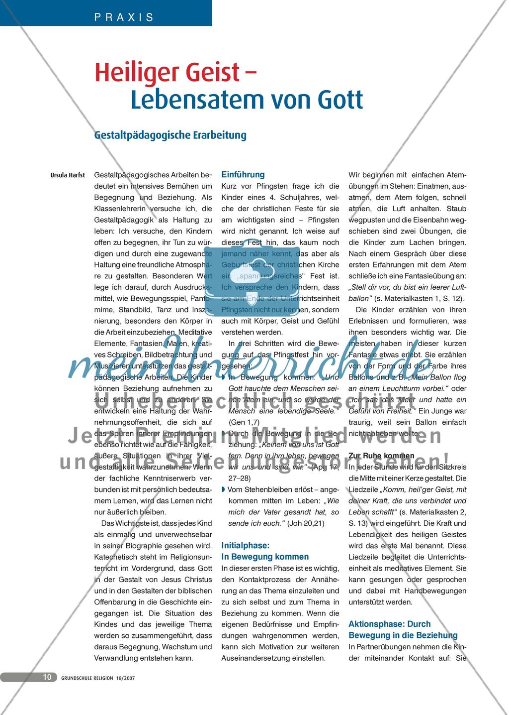 Heiliger Geist – Lebensatem von Gott - Gestaltpädagogische Erarbeitung Preview 1