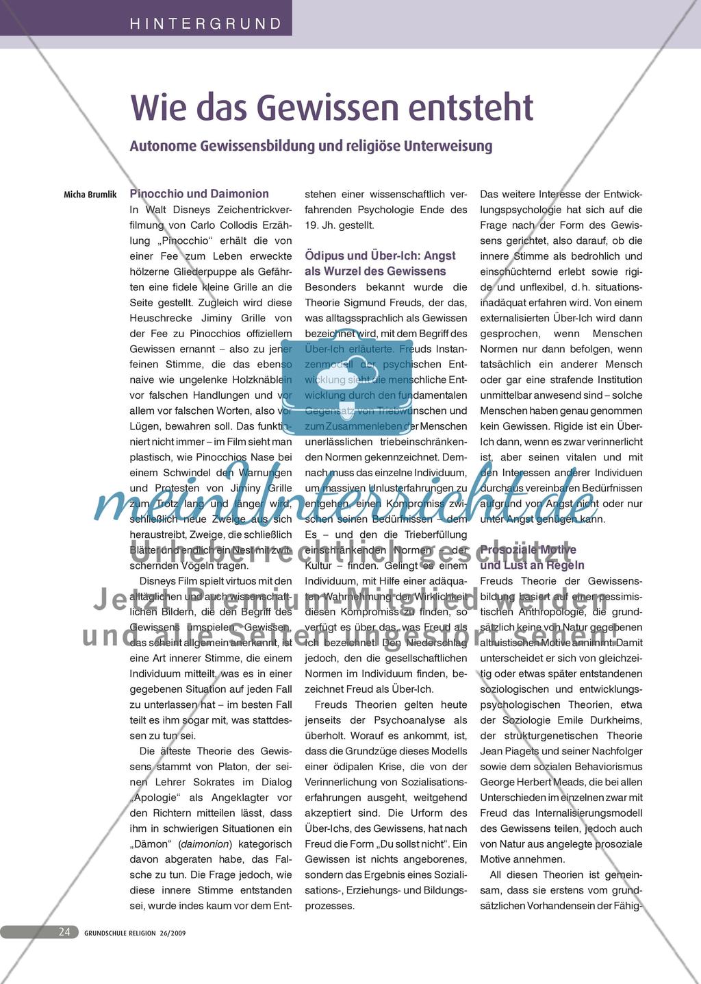 Wie das Gewissen entsteht - Autonome Gewissensbildung und religiöse ...