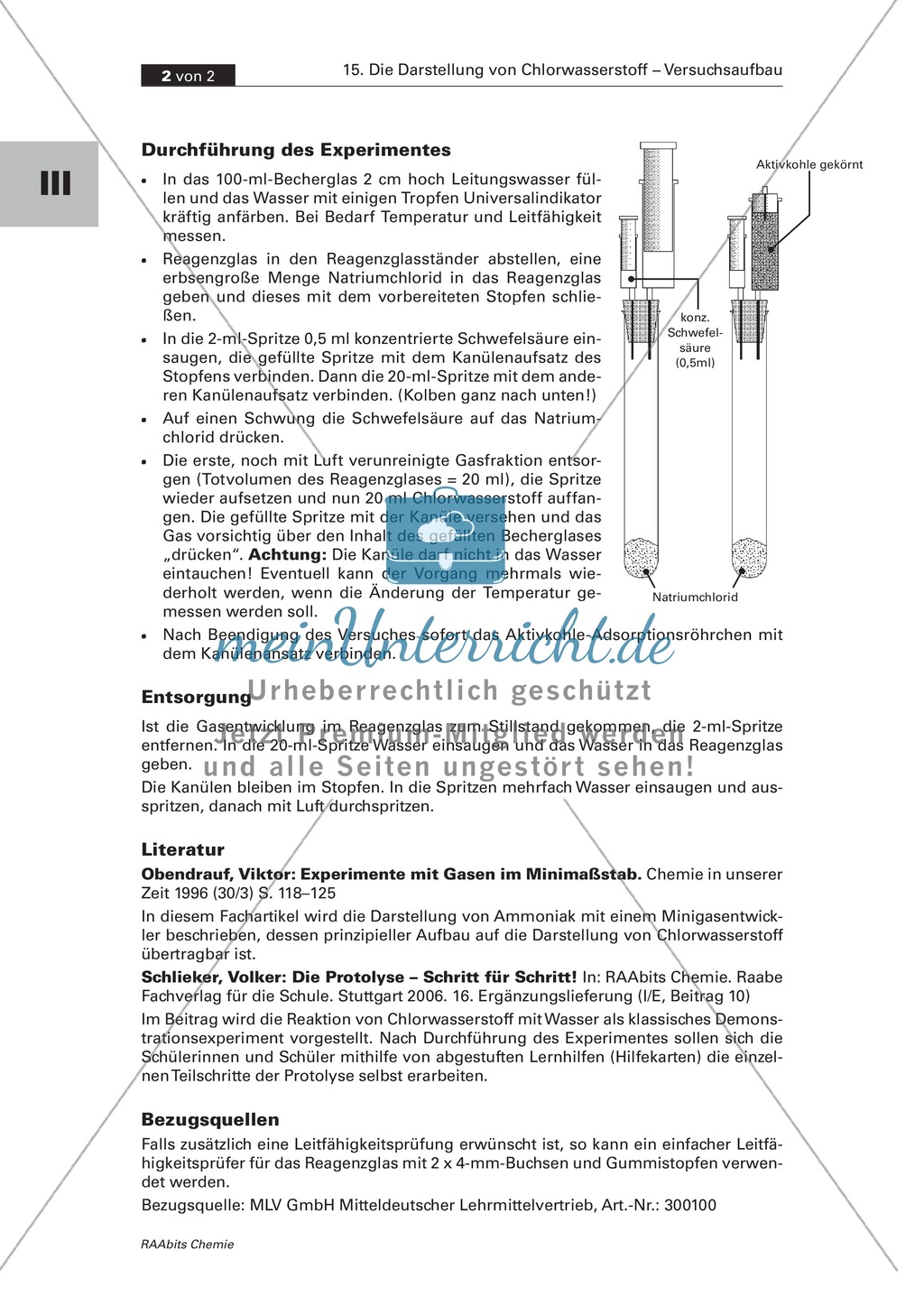 Darstellung von Chlorwasserstoff im Minimaßstab als Schülerversuch Preview 2
