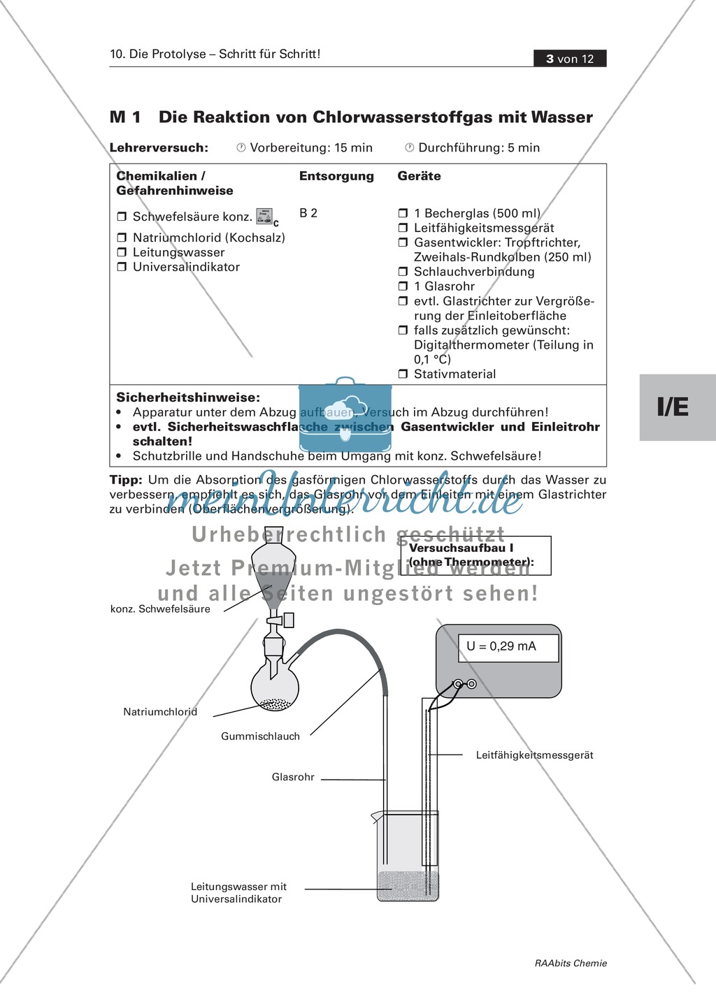Einsiteg in die Protolyse: Reaktion von Chlorwasserstoffgas mit Wasser Preview 1