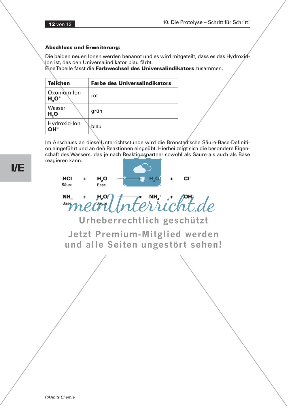 Selbstständige Erarbeitung der Protolyse mit abgestuften Lernhilfen Preview 10