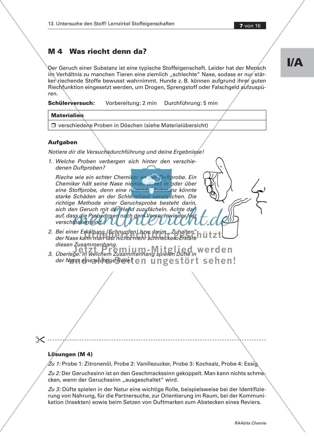Einfache Untersuchung des Geruchs verschiedener Stoffe - Riechen wie ein Chemiker Preview 1