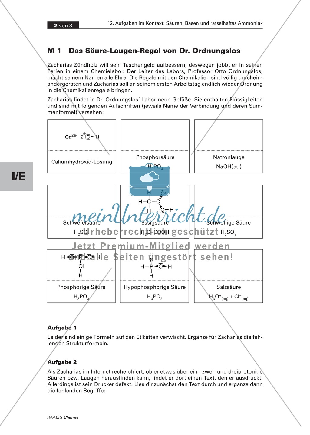 Kontextbezogene Aufgaben zur Festigung der Säure-Base-Theorie nach Brönsted und der Chemie von Ammoniak Preview 1