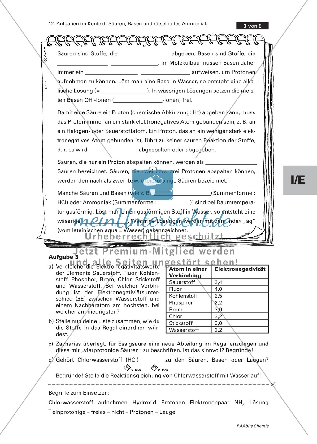 Kontextbezogene Aufgaben zur Festigung der Säure-Base-Theorie nach Brönsted und der Chemie von Ammoniak Preview 2