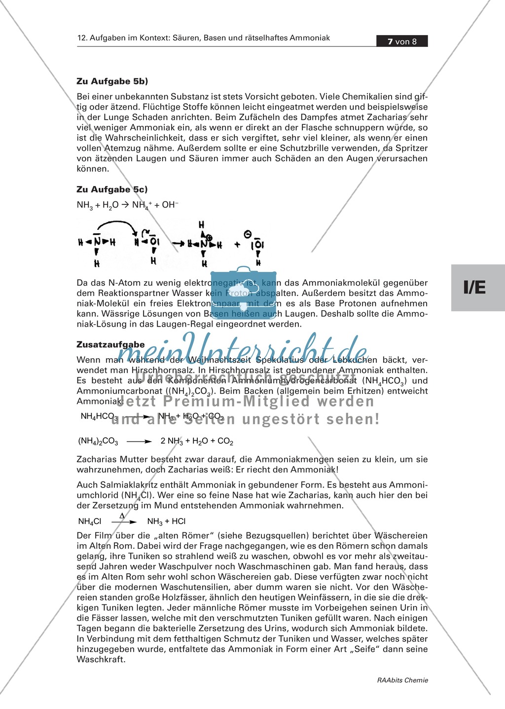 Kontextbezogene Aufgaben zur Festigung der Säure-Base-Theorie nach Brönsted und der Chemie von Ammoniak Preview 6