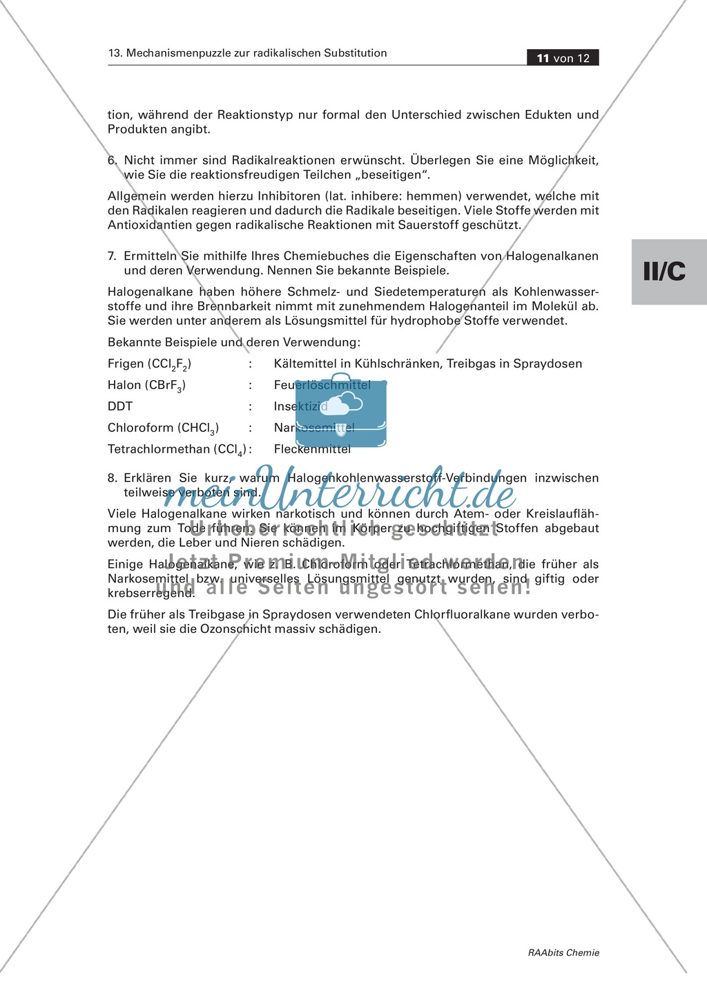 Radikalische Substitution am Beispiel Bromierung von Heptan: Experiment, Mechanismenpuzzle, Beilsteinprobe, Wissenstest Preview 9