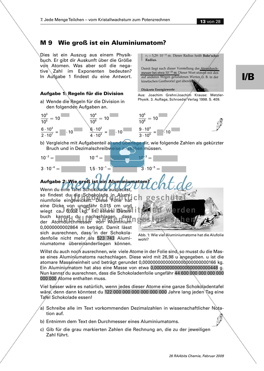 Rechnen mit großen Zahlen: Größe eines Aluminiumatoms Preview 1
