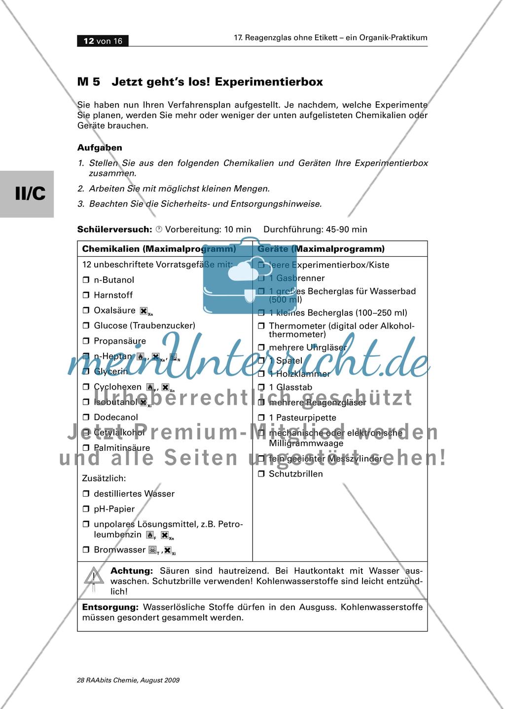 Reagenzglas ohne Etikett – ein Organik-Praktikum zur Einführung in die Oberstufe Preview 12