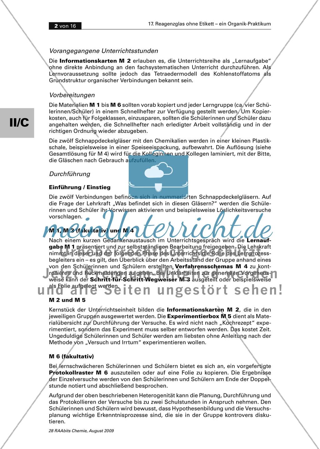 Reagenzglas ohne Etikett – ein Organik-Praktikum zur Einführung in die Oberstufe Preview 2